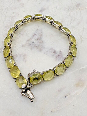 Lemon Citrine Gem Tennis Link 925 Sterling Silver Women Bracelet 8'' 18 stones